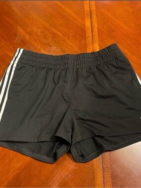 Adidas Black Athletic Shorts with White Side Stripes